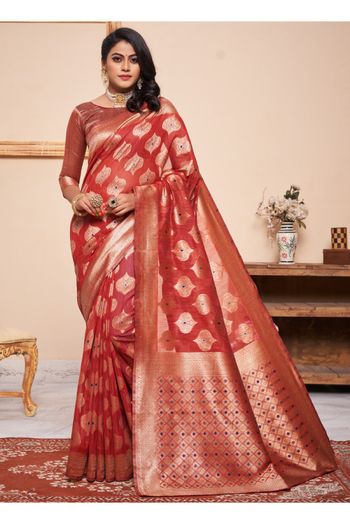 Cotton Silk Woven Saree In Maroon Colour - SR4840031