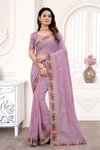 Lavender Purple Georgette Casual Wear Printed Saree SARV166237