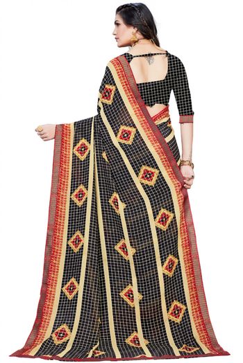 Georgette Printed Saree In Black Colour - SR4840214