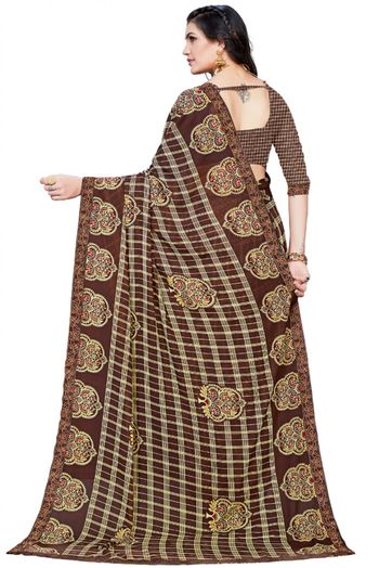 Georgette Printed Saree In Brown Colour - SR4840237