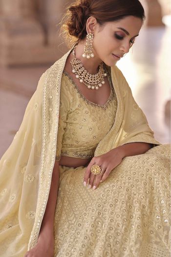 Georgette Sequins Work Lehenga Choli In Off White Colour - LD4900866