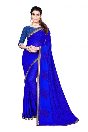 Georgette printed Saree In Blue Colour - SR4840180