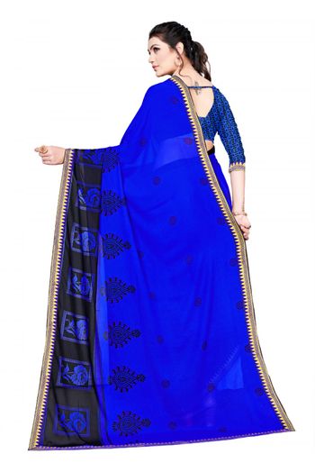 Georgette printed Saree In Blue Colour - SR4840182