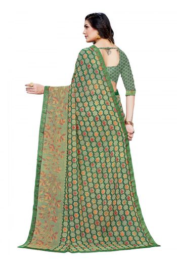 Georgette printed Saree In Olive Green Colour - SR4840193