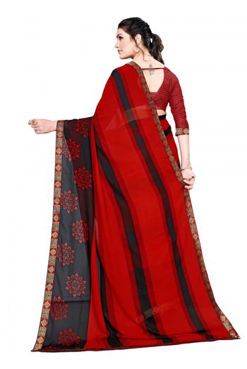 Georgette printed Saree In Red Colour - SR4840183