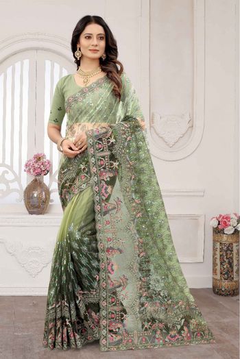 Mehndi Color Kaveri Pure Silk Saree For Women - Designer Silk Saree