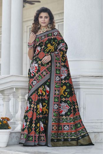 Patola Silk Woven Saree In Black Colour - SR5010087