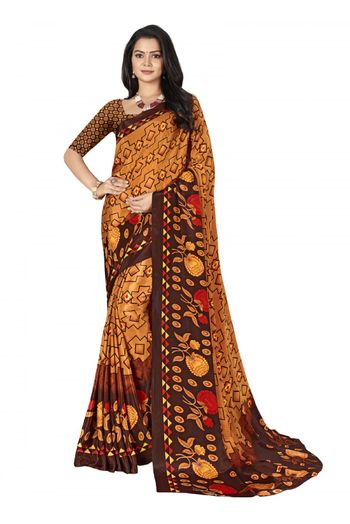 Pure Silk Printed Saree In Light Orange Colour - SR4840160