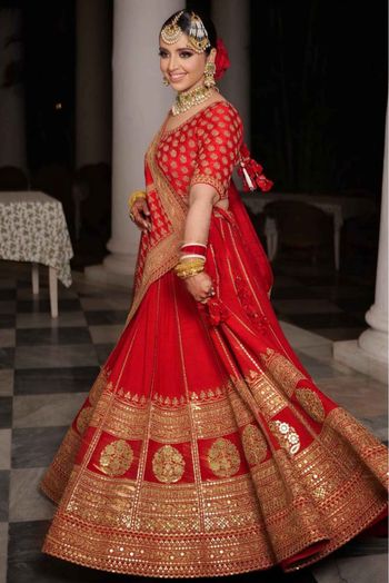 Satin Silk Sequins Work Lehenga Choli In Red Colour - LD3880387