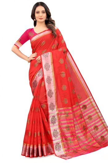 Silk Woven Saree In Red Colour - SR5413852