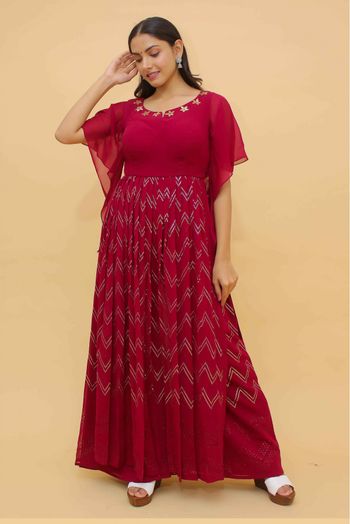 Stitched Georgette Printed Salwar Suit In Pink Colour - SS4900907