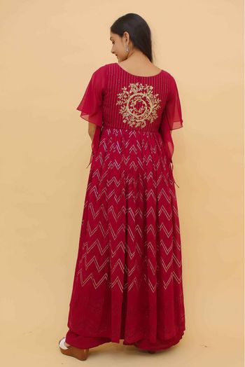 Stitched Georgette Printed Salwar Suit In Pink Colour - SS4900907