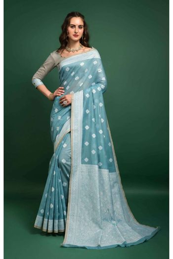 Banarasi Silk Woven Saree In Sky Blue Colour - SR5131147