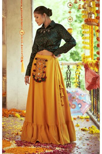 Cotton Printed Lehenga Choli In Mustard Colour - LD3211005