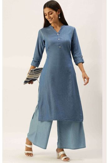 Buy online Denim Straight Kurta With Belt from Kurta Kurtis for Women by  Innovative for ₹1279 at 29% off | 2024 Limeroad.com