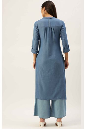 Denim Party Wear Kurti In Blue Colour - KR5480612