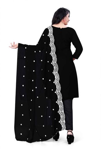 Georgette Embroidery Pant Style Suit In Black Colour - SM5415440