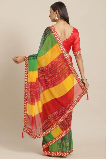 Georgette Printed Saree In Red Colour - SR5415861