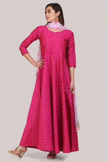 Jacquard Woven Gown In Pink  Colour - GW5680330