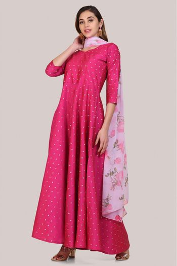 Jacquard Woven Gown In Pink  Colour - GW5680330