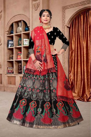 Beautiful Black Bridal Lehenga with Makeup for Party Wear