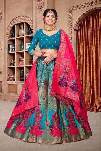 Jacquard Woven Lehenga Choli In Blue Colour - LD5680048