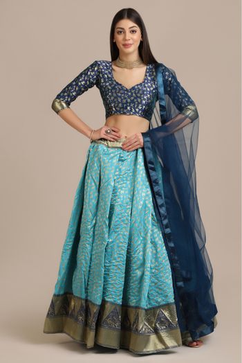 Jacquard Woven Lehenga Choli In Sky Blue Colour LD5680225 A