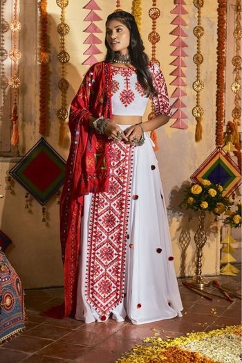 Muslin Cotton Embroidery Lehenga Choli In White Colour - LD3210975