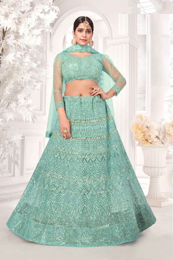 Banglori Silk Embroidery Lehenga Choli In Royal Blue Colour - LD4010247