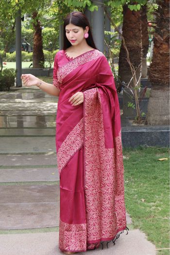 Buy Banarasi Silk Wedding Wear Saree In Rani Pink Color Online - SARV03668  | Andaaz Fashion