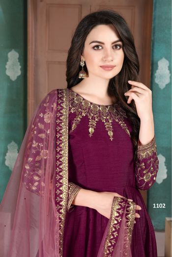 Silk Embroidery Anarkali Suit In Magenta Pink Colour - SM1640812