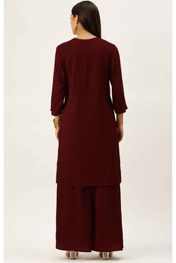 Silk Party Wear Kurta Set In Maroon Colour - KR5480555