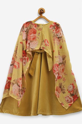 Velvet Solid Gown In Mustard Colour - GK5415337