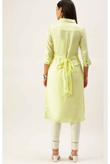 Viscose Shantoon Party Wear Kurti In Light Yellow Colour - KR5480621