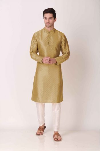 Art Silk Kurta Pajama In Beige Colour-KP5414942