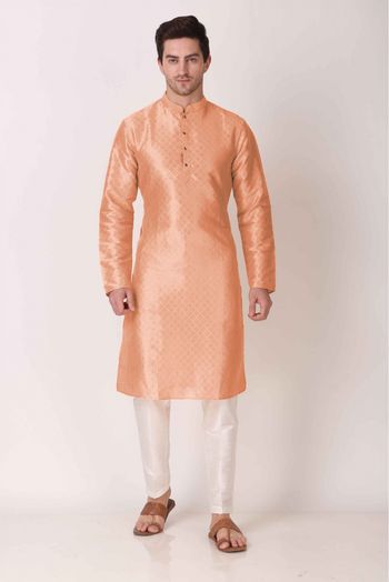 Art Silk Kurta Pajama In Peach Colour-KP5414944