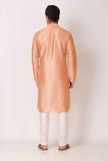 Art Silk Kurta Pajama In Peach Colour-KP5414944