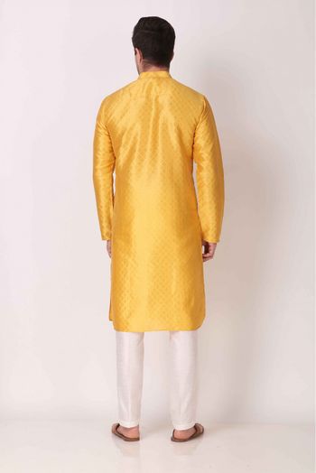 Art Silk Kurta Pajama In Yellow Colour-KP5414941