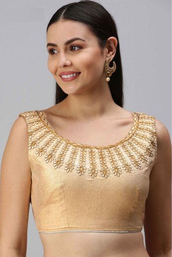 Art Silk Padded Blouse In Gold Colour - BL1391308