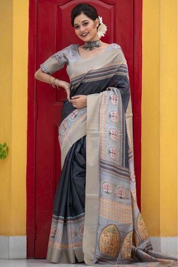 Art Silk Woven Saree In Black Colour - SR5415296