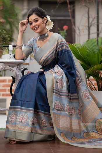 Art Silk Woven Saree In Blue Colour - SR5415297