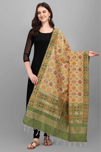Banarasi Silk Dupatta In Beige Colour - DU5510143