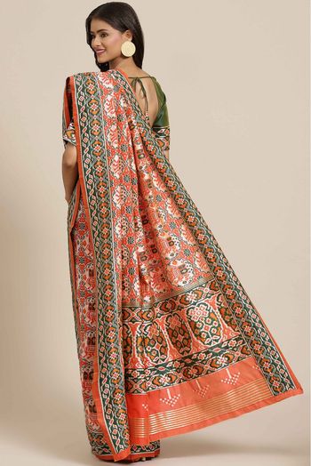 Banarasi Silk Woven Saree In Orange Colour - SR5414393