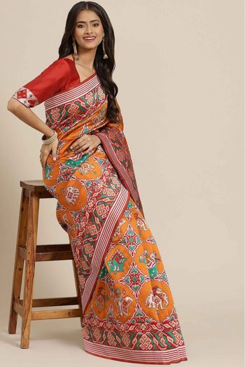 Banarasi Silk Woven Saree In Orange Colour - SR5414397