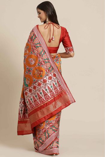 Banarasi Silk Woven Saree In Orange Colour - SR5414397