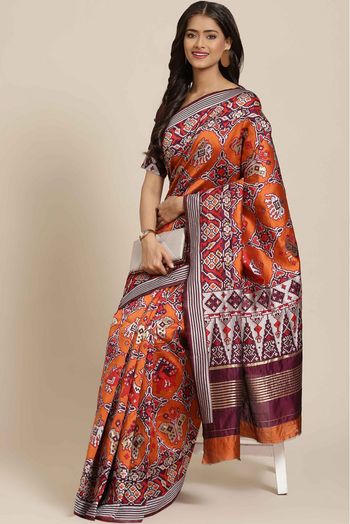 Banarasi Silk Woven Saree In Orange Colour - SR5414399