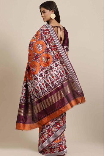 Banarasi Silk Woven Saree In Orange Colour - SR5414399