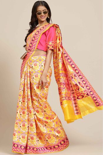 Banarasi Silk Woven Saree In Yellow Colour - SR5414394