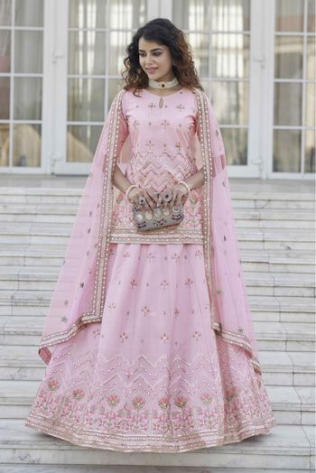 RE - Baby Pink Colored Semi-Stitched Salwar Suit - Indian