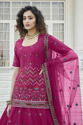 Chinon Chiffon Embroidery Lehenga Suit In Pink Colour - SM3210950